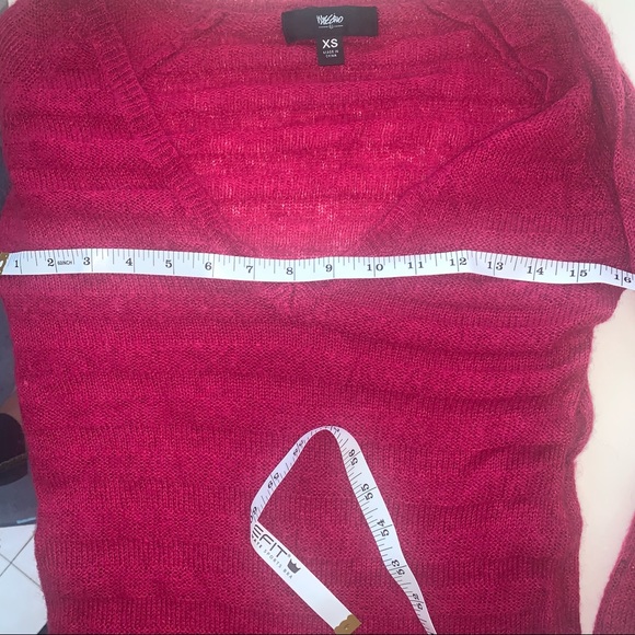 Hot Pink fuchsia scoop neck light weight tunic style sweater mossimo size XS - Picture 7 of 9
